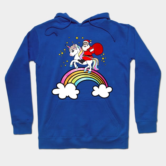 Santa claus and unicorn Hoodie by Morishasha